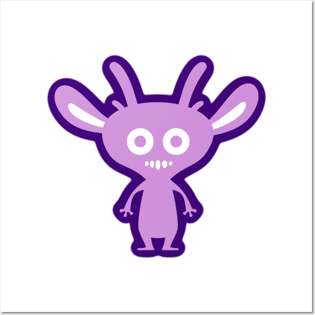 Cute Purple Cartoon Alien Monster Wall Art by DesignsbyZazz